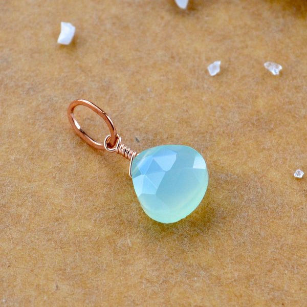 Sayuri Aqua chalcedony gemstone pendant necklace gemstone charm for charm bracelet necklace for charms for necklaces rose gold aqua gem pendant.