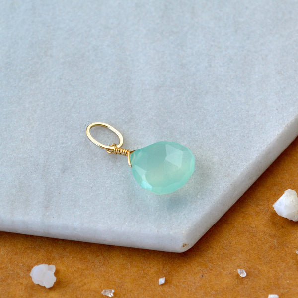 Sayuri Aqua chalcedony gemstone pendant necklace gemstone charm for charm bracelet necklace for charms for necklaces gold aqua gem pendant.