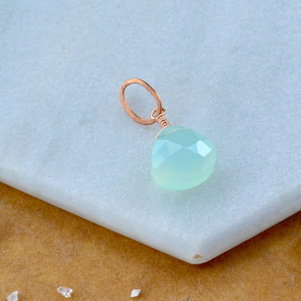 Sayuri Aqua chalcedony gemstone pendant necklace gemstone charm for charm bracelet necklace for charms for necklaces rose gold aqua gem pendant.