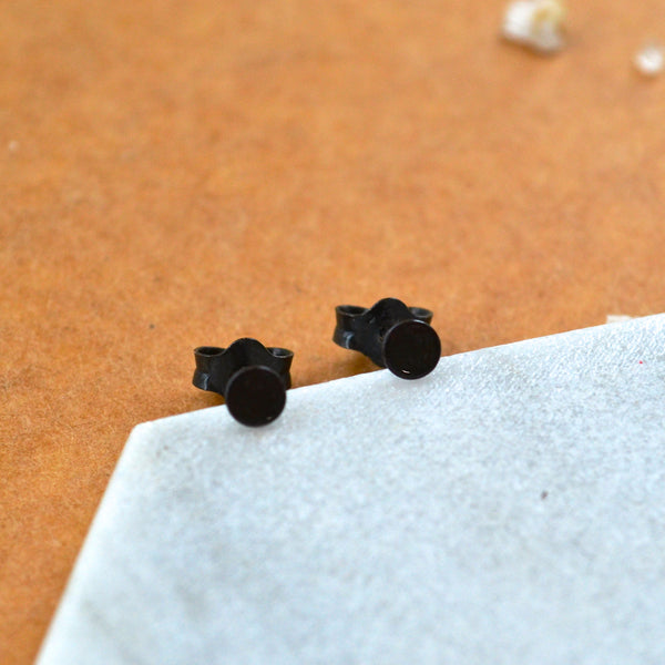 simplicity stud earrings 3mm simple circle post earring basic studs nickel free earrings black silver circle studs dot earrings