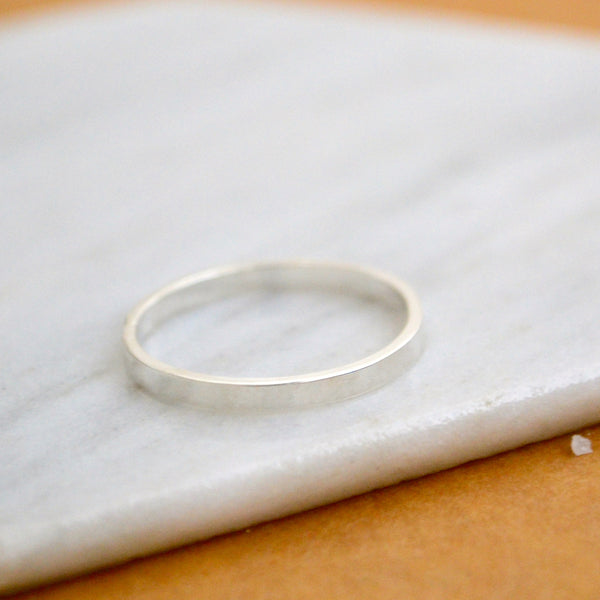 sterling silver SIMPLICITY BAND RING delicate classic band ring simple stacking rings 2mm wide stack ring water proof