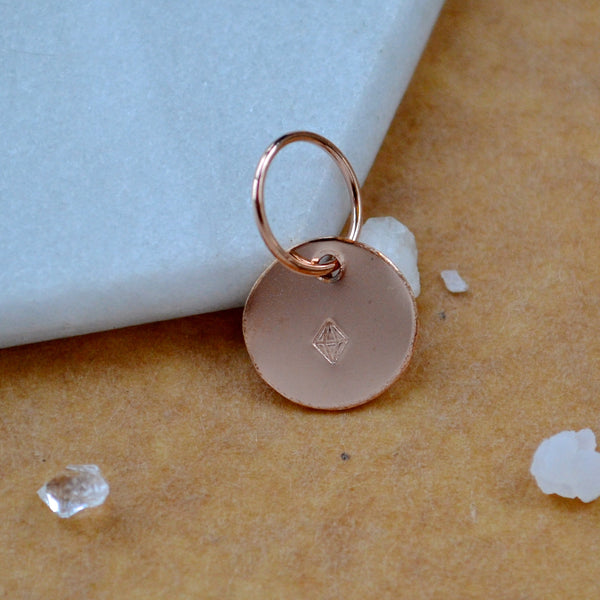 Gem Crystal charm pendant with linear geometric crystal image rose gold fill