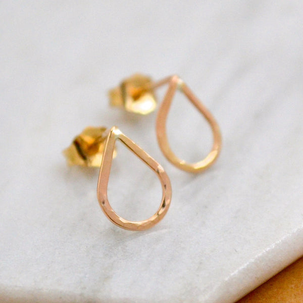 The Point Stud Earrings - minimalist shimmering teardrop post earrings - Foamy Wader