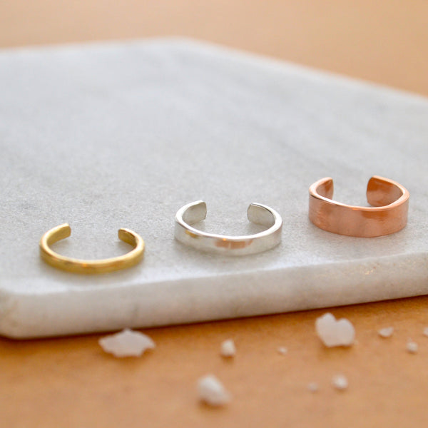 Sunrise Ear Cuff - handmade hammered wide stackable cuff earring - Foamy Wader