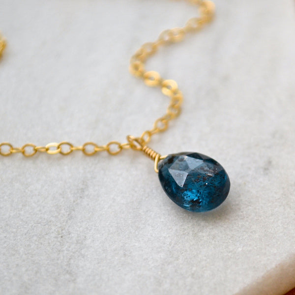 Baltic Necklace - deep blue moss kyanite gemstone necklace - Foamy Wader