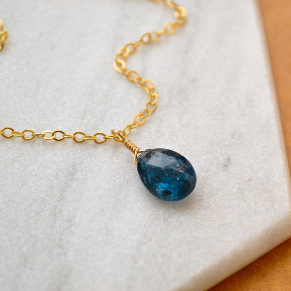 Baltic Necklace - deep blue moss kyanite gemstone necklace - Foamy Wader