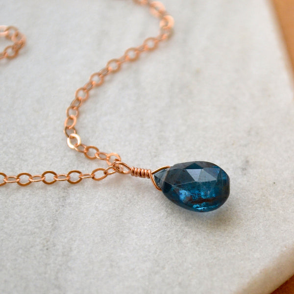 Baltic Necklace - deep blue moss kyanite gemstone necklace - Foamy Wader