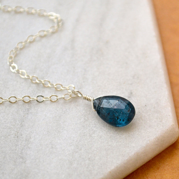 Baltic Necklace - deep blue moss kyanite gemstone necklace - Foamy Wader