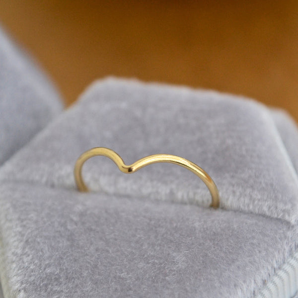 Gull Ring - handmade precious metal curved peak stacking ring - Foamy Wader