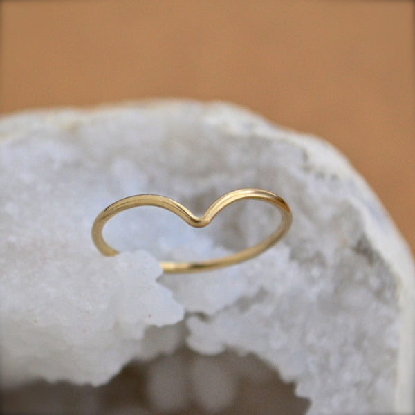 Gull Ring - handmade precious metal curved peak stacking ring - Foamy Wader