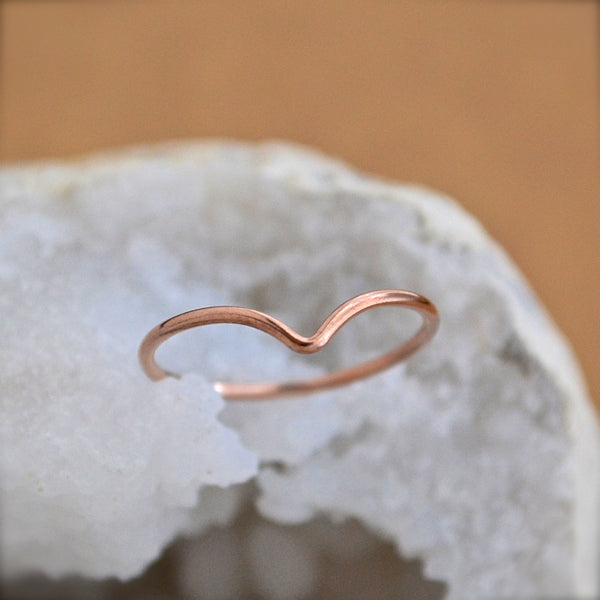 Gull Ring - handmade precious metal curved peak stacking ring - Foamy Wader