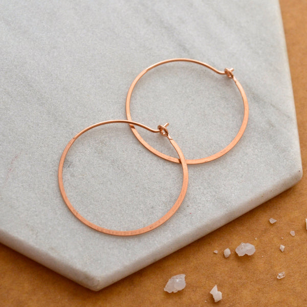 Simplicity Hoop Earrings - handmade round flat matte classic one inch hoops - Foamy Wader