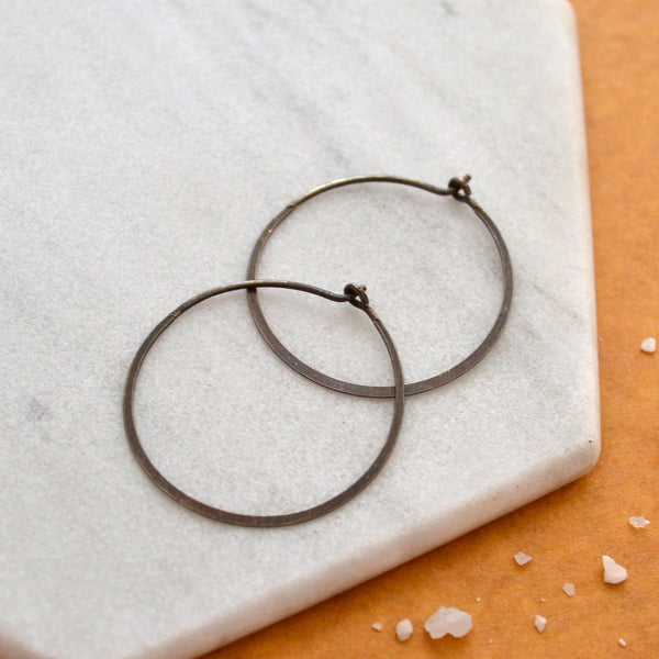 Simplicity Hoop Earrings - handmade round flat matte classic one inch hoops - Foamy Wader