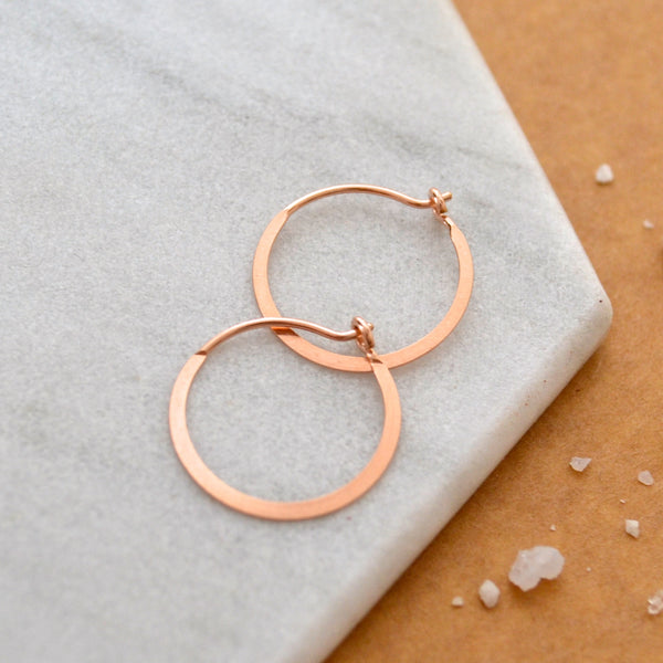 Simplicity Hoop Earrings - small round flat matte classic hoop earrings - Foamy Wader