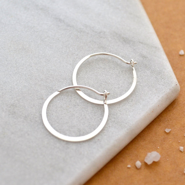 Simplicity Hoop Earrings - small round flat matte classic hoop earrings - Foamy Wader