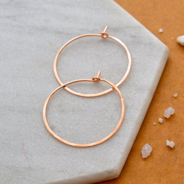 Sliver Hoop Earrings - handmade hammered lightweight one inch hoops - Foamy Wader