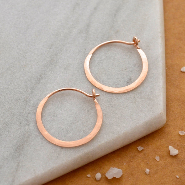 Sliver Hoop Earrings - handmade hammered small hoop earrings - Foamy Wader