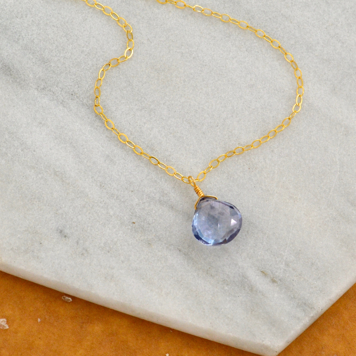 Azure Necklace - blue mystic quartz gemstone solitaire necklace