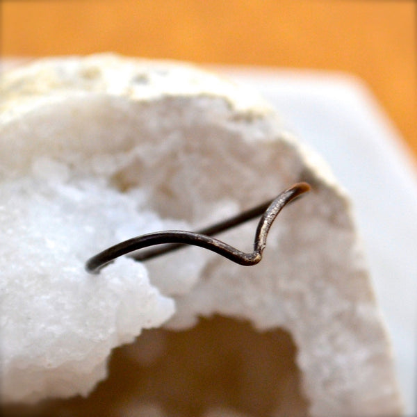 Gull Ring - handmade precious metal curved peak stacking ring - Foamy Wader