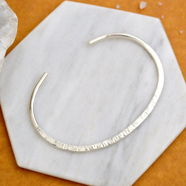 Beam Cuff Bracelet - handmade hammered oval sunbeam cuff bracelet - Foamy Wader