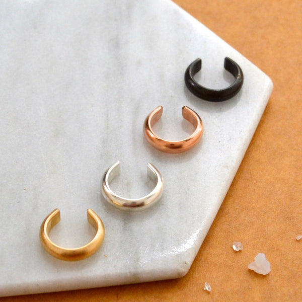 Chubby Ear Cuff - handmade 3mm wide half round stackable cuff earring - Foamy Wader