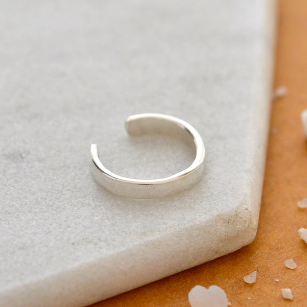 Dusk Ear Cuff - handmade hammered 2mm wide stackable cuff earring - Foamy Wader