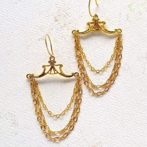 Aphrodite Earrings - mixed multi chain dangle earrings in gold or silver - Foamy Wader