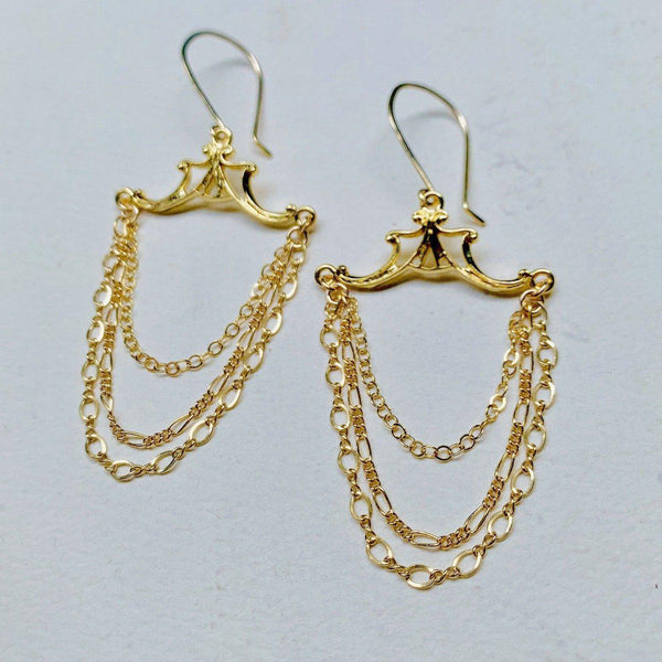 Aphrodite Earrings - mixed multi chain dangle earrings in gold or silver - Foamy Wader