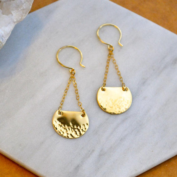 Barnacle Earrings - handmade dappled half-moon nautical dangle earrings - Foamy Wader