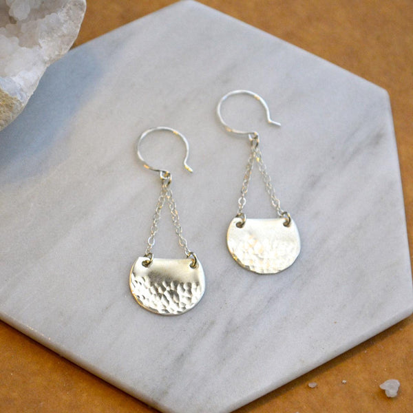 Barnacle Earrings - handmade dappled half-moon nautical dangle earrings - Foamy Wader