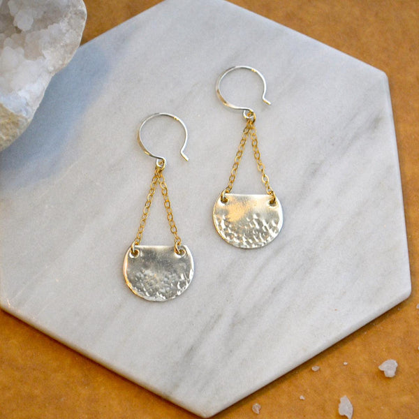 Barnacle Earrings - handmade dappled half-moon nautical dangle earrings - Foamy Wader