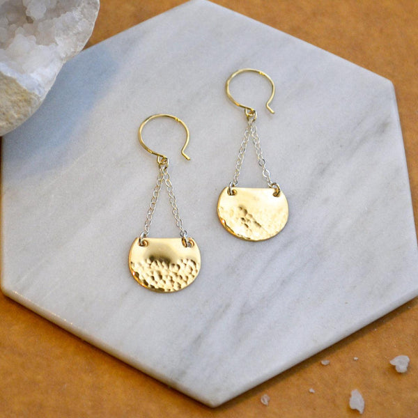 Barnacle Earrings - handmade dappled half-moon nautical dangle earrings - Foamy Wader