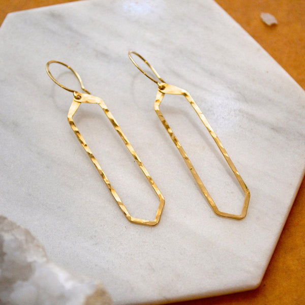 Boardwalk Earrings - handmade elongated hexagon silhouette earrings - Foamy Wader