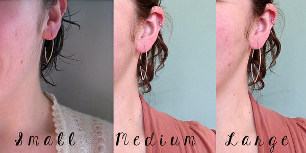 Buffy Earrings - handmade marquise dagger shape hammered hoop earrings - Foamy Wader