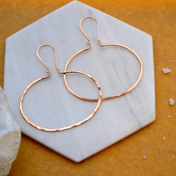 Canoe Earrings - handmade oval hammered dangling hoop earrings - Foamy Wader