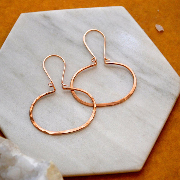 Canoe Petite Earrings - handmade oval hammered hoop dangle earrings - Foamy Wader