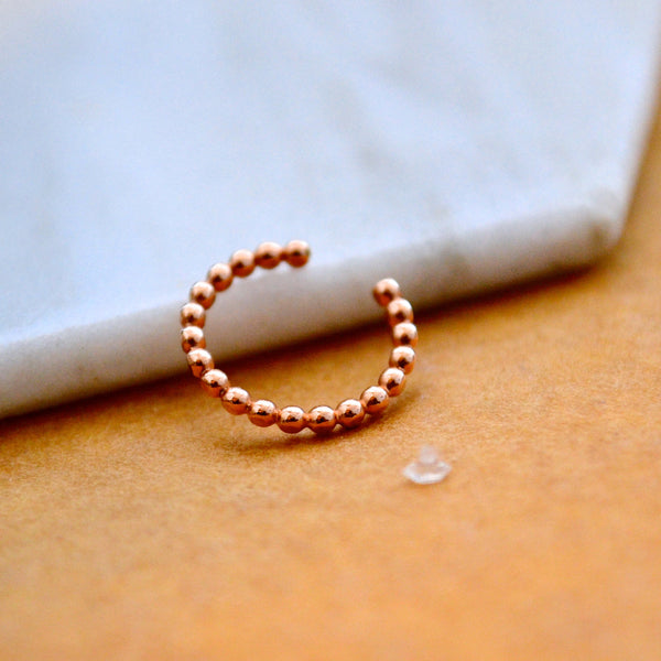 Droplets Ear Cuff - handmade beaded wire stackable earcuff earring - Foamy Wader