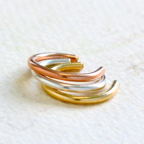 Eternity Ear Cuff - handmade smooth round stackable cuff earring - Foamy Wader
