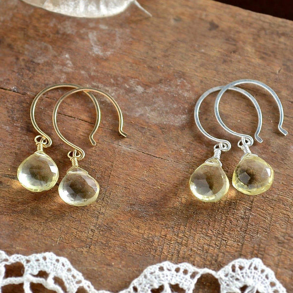 Limoncello Earrings - lemon quartz gemstone drop earrings 14K Gold - Foamy Wader