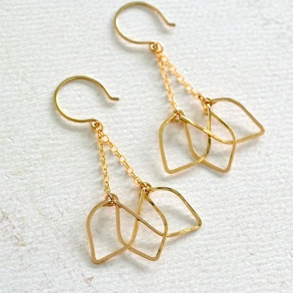 Lotus Earrings - handmade blooming lotus silhouette dangle earrings - Foamy Wader
