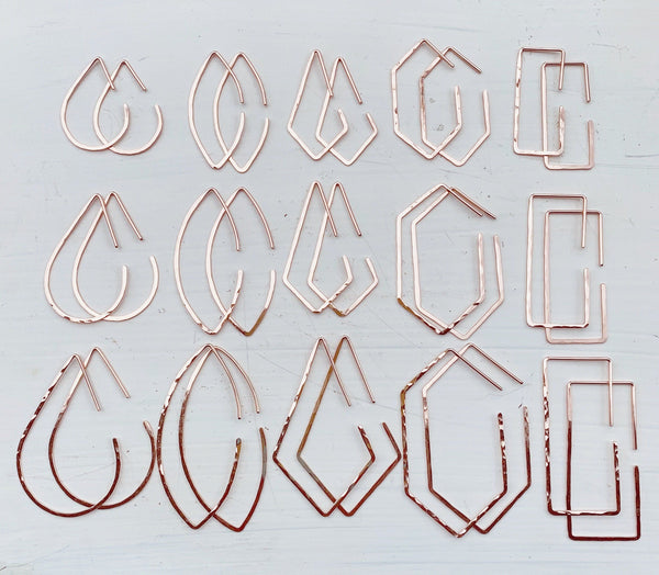 Mast Hoop Earrings - handmade hammered geometric rectangle hoop earrings - Foamy Wader