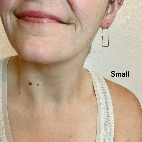 Mast Hoop Earrings - handmade hammered geometric rectangle hoop earrings - Foamy Wader