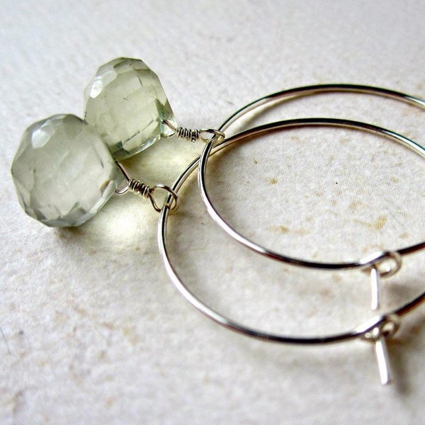 One Last Kiss Hoop Earrings - classic round hoops with gemstone dangles - Foamy Wader