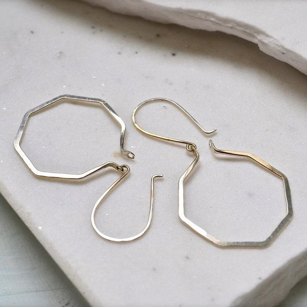 Parasol Earrings - modern lightweight geometric octagon hoop earrings - Foamy Wader