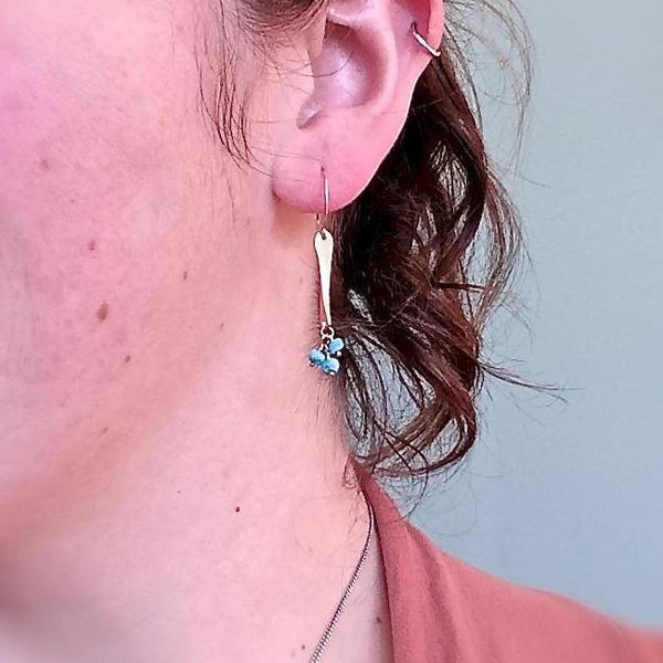Sea Spray Earrings - modern dangle spike earrings with birthstones - Foamy Wader