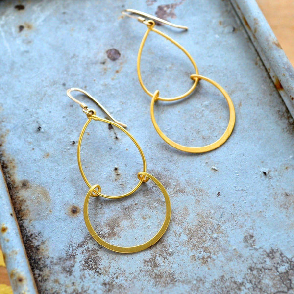 Serena Earrings - classy double drop earrings with teardrop and crescent - Foamy Wader