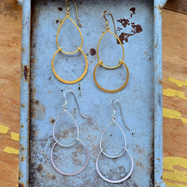 Serena Earrings - classy double drop earrings with teardrop and crescent - Foamy Wader