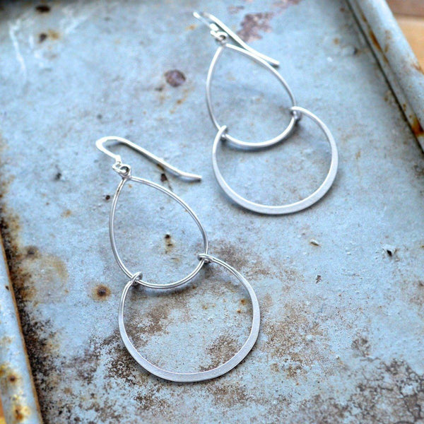 Serena Earrings - classy double drop earrings with teardrop and crescent - Foamy Wader