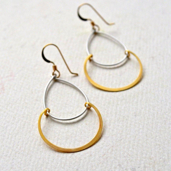 Serena Earrings - classy double drop earrings with teardrop and crescent - Foamy Wader