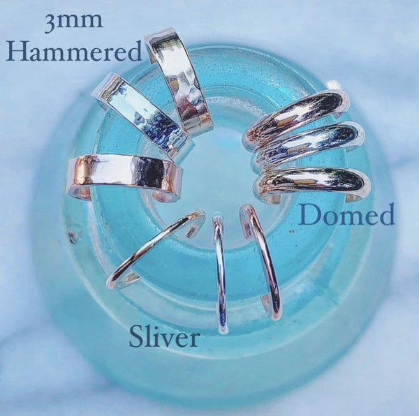 Shimmer Ear Cuff - handmade hammered thin stackable cuff earring - Foamy Wader